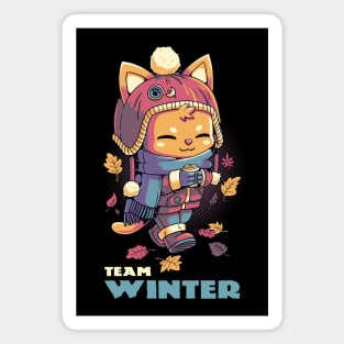 Team Winter Cozy Kitty Cat Magnet